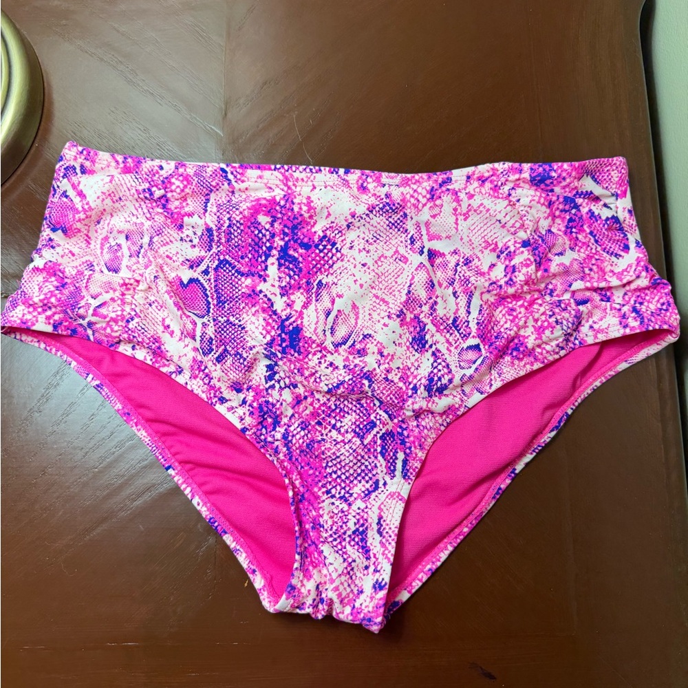 SO Pink and Purple snakeskin swim bottoms